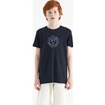 Lacivert Nakış İşleme Detaylı O Yaka Standart Kalıp Erkek Çocuk T-Shirt - 11115