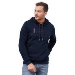 Lacivert Nakışlı Kanguru Cep Standart Kalıp Kapüşonlu Erkek Sweatshirt - 87839 XXL Lacivert
