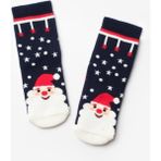Lacivert Noel Baba Desenli Kız Çocuk Yılbaşı Çorap - 1 - 3 Yaş - 002 - Lacivert