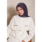 Lacivert Noktalı Daireler Bask. Twill İpek Eşarp