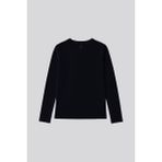 Lacivert O Yaka Standart Fit Uzun Kollu Basic Kadın T-Shirt - 97312 - XL