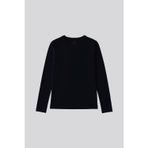Lacivert O Yaka Standart Fit Uzun Kollu Basic Kadın T-Shirt - 97312