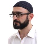 Lacivert Orlon Kislik Namaz Takkesi Baklava Desenli Takke