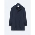 Lacivert Oversize Fit Kruvaze Yaka Casual Dokuma Pardesü