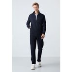 Lacivert Pamuklu Kalın Yumuşak Dokulu Comfort Fit Basic Erkek Eşofman Takım - 85260