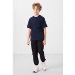 Lacivert Pamuklu Yumuşak Dokulu Oversize Cep Detaylı Erkek Çocuk T-Shirt - 11295