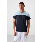 Lacivert Polyester Nefes Alan Dokulu İnce Esnek Standart Fit Erkek Performans T-Shirt - 88386