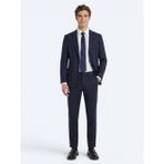 Lacivert Potikare Modern Fit %100 Yün Takım Elbise