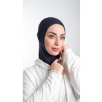 Lacivert Pratik Hazır Geçmeli Tesettür Bone Sandy Kumaş Spor Hijab 2113_02