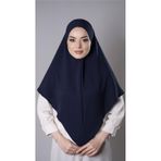 Lacivert Pratik Hazır Geçmeli Tesettür Eşarp Aerobin Kumaş Düz Hijab 2309_02