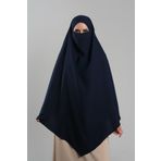 Lacivert Pratik Hazır Geçmeli Tesettür Eşarp Krep Bağcıklı Sufle Hijab 2313_02