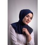 Lacivert Pratik Hazır Geçmeli Tesettür Eşarp Sandy Kumaş Arkadan Çıtçıtlı 2101_02