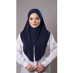 Lacivert Pratik Hazır Geçmeli Tesettür Eşarp Sandy Kumaş Yırtmaçlı Düz Hijab 2310_02