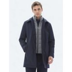 Lacivert Regular Fit Bebe Yaka Casual Dokuma Pardesü