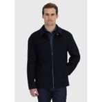 Lacivert Regular Fit Gömlek Yaka Casual Dokuma Mont