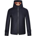 Lacivert Regular Fit Hakim Yaka Kapüşonlu Yünlü Kaşe Mont - XL