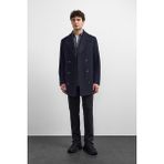 Lacivert Regular Fit Kruvaze Kısa Kaban - XL