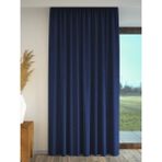 Lacivert Renk Keten Dokulu Fon Perde Ekstrafor Büzgülü - 100 x 270 cm