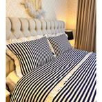 Lacivert Renkli Çizgili, Fırfırlı Yastık Kılıfı - 50 x 70