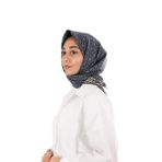 Lacivert Rüya Desen Twill İpek Eşarp