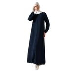 Lacivert Sade Gizli Fermuarlı Aveze Hac Umre Tesettür Ferace Lacivert 6XL