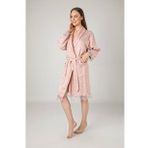 Lacivert Saten Bukle Bambu Cotton Bayan Bornozu