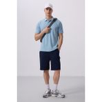 Lacivert Standart Fit Dokuma Hafif Esnek Chino Erkek Şort - 81290