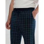 Lacivert Standart Kalıp Ekose Desenli Erkek Pijama Alt