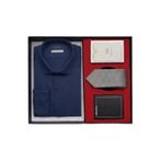 Lacivert Stil Slim Fit Hediye Kutulu Gömlek, Kravat, Parfüm Ve Cüzdan Seti (Babalar Günü Hediyesi)