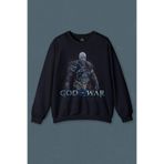 Lacivert Sweatshirt Baskılı Erkek Sweatshirt God of War Ragnarok Gamer Oyun Baskılı Unisex Sweat Lacivert