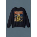 Lacivert Sweatshirt Dog Scream Munch Çığlık Urban Srteet Wear Baskılı Unisex Sweat Lacivert