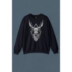 Lacivert Sweatshirt Geyik Animal Street Culture Baskılı Unisex Sweat Lacivert