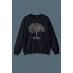 Lacivert Sweatshirt Hayat Ağacındaki Kırmızı SAlincak Kuru Ağaç Baskılı Unisex Sweat Lacivert