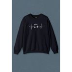 Lacivert Sweatshirt I Love Music Sol Anahtarı Kulaklık Walkman Baskılı Unisex Sweat Lacivert