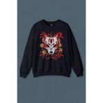 Lacivert Sweatshirt Kitsune Mask Japanese Japon Kültür Baskılı Unisex Sweat Lacivert