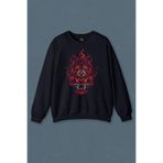 Lacivert Sweatshirt Lion Fire Head Aslan Japan Maske Baskılı Unisex Sweat Lacivert