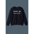 Lacivert Sweatshirt Music On World Off Müzik Dünya Baskılı Unisex Sweat Lacivert