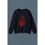 Lacivert Sweatshirt Uzayda El Satürn Halkaları Çizimli Lolipop Hellfire Ateş Baskılı Unisex Sweat Lacivert