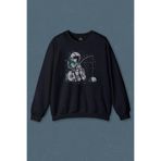 Lacivert Sweatshirt Uzayda Olta Atan Astronot Cosmos Uzay Gezegen Baskılı Unisex Sweat Lacivert