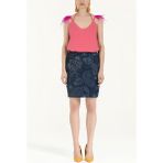 Lacivert Taşlı denim etek 80638