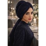 Lacivert Tokalı Abiye Bone Şal / Hazır Duvak