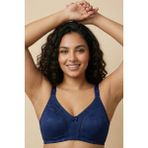 Lacivert Toparlayıcı Sütyen Süngersiz Balensiz Dikişsiz Dantelli Rahat Konforlu Günlük Sütyen - 100B