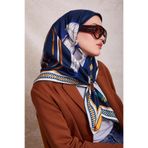 Lacivert Twill İpek Eşarp Lunera Koleksiyonu