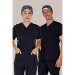 Lacivert Üst Scrubs Terrycotton Doktor Hemşire Forma - 38