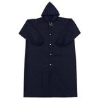 Lacivert Uzun Yağmurluk – Su Geçirmez Kapüşonlu Unisex Yağmurluk, 112 cm Hafif ve Dayanıklı Yağmur Montu
