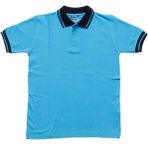 Lacivert Yakalı Turkuaz Kısa Kol Düz Renk 6-17 Yaş Çocuk Okul Lakos Tişört Polo Yaka T-Shirt - 6 Yaş