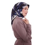 Lacivert Yansıma Görünümlü Twill İpek Eşarp