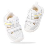 LACOFIA Bebek sandaleti, kız ve erkek çocuk, yürümeyi öğrenme ayakkabısı, nefes alır, ilk bebek ayakkabısı, yazlık, kaymaz, yürümeyi öğrenme sandaleti, cırt cırtlı, Açık gri, 17 EU