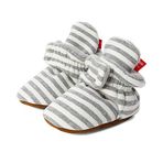 LACOFIA Erkek Bebek Kız Kaymaz Yumuşak Taban Terlik Patikler Bebek Kış Beşik Ayakkabıları, B Açık Gri Çizgili, 0-6 Months