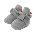 LACOFIA Erkek Bebek Kız Kaymaz Yumuşak Taban Terlik Patikler Bebek Kış Beşik Ayakkabıları, C Koyu Gri, 6-12 Months